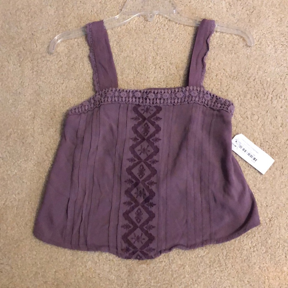 Embroidered Crop Tank Top! (Purple)